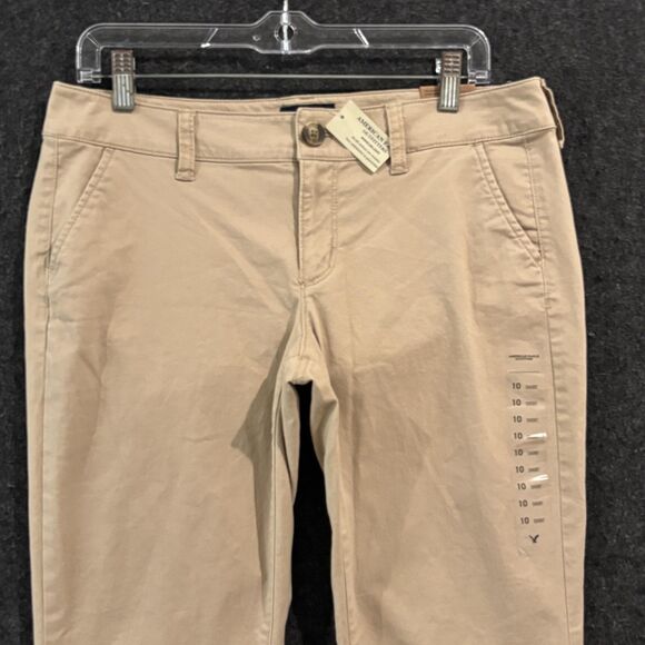 American Eagle Outfitters Pants Women's 10 Short Khaki Kick Boot Stretch Chino - Picture 2 of 12